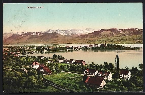 Ansichtskarten: AK Rapperswil, Blick auf den Ort, 1910 – Gebraucht aus Berlin von bartko-reher