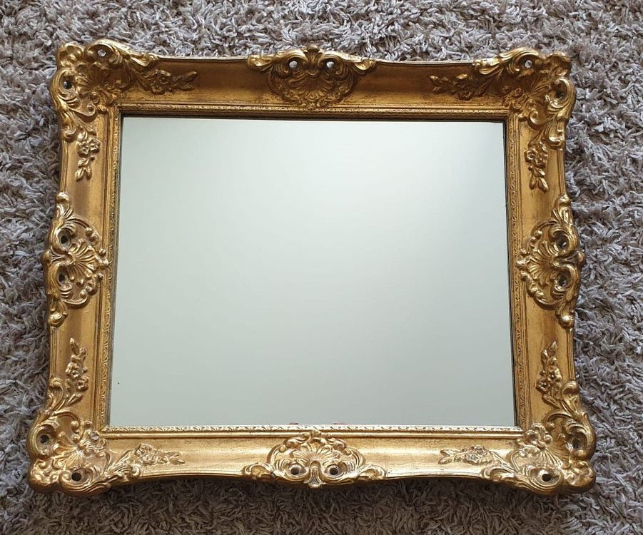 Vintage Kosmetikspiegel Mit Ständer – Goldfarben, 30x24,4 Cm, Holzrahmen, Für Schminktisch & Deko