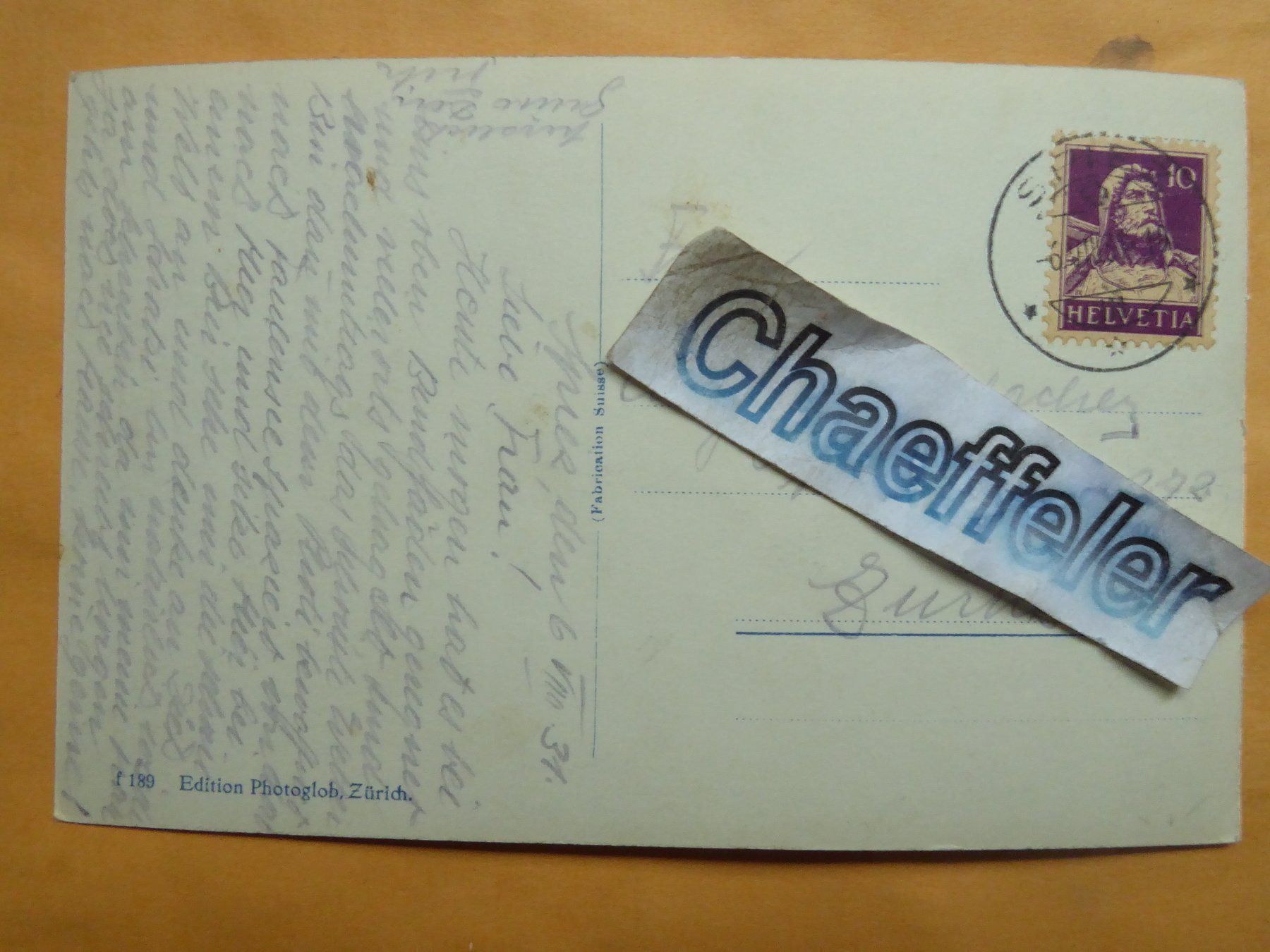 Ansichtskarten: 1931 Spiez – Gebraucht aus Zürich von Chaeffeler 1