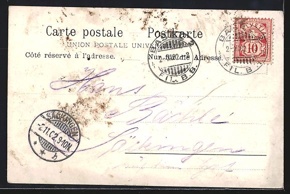Cartoline postali: AK Basel, Panorama, 1902 – Usato da Berlin venduto da bartko-reher 1