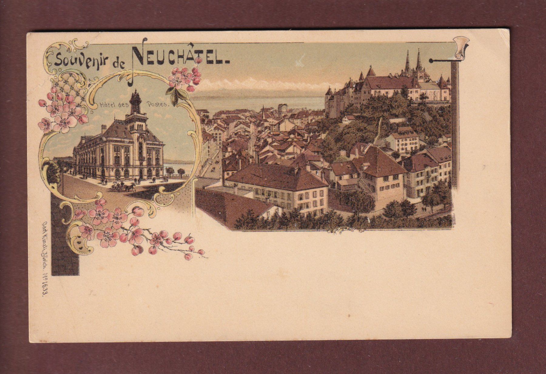 Cartoline postali: Souvenir de NEUCHÂTEL - Litho Künzli – Usato da Pully venduto da nicecards