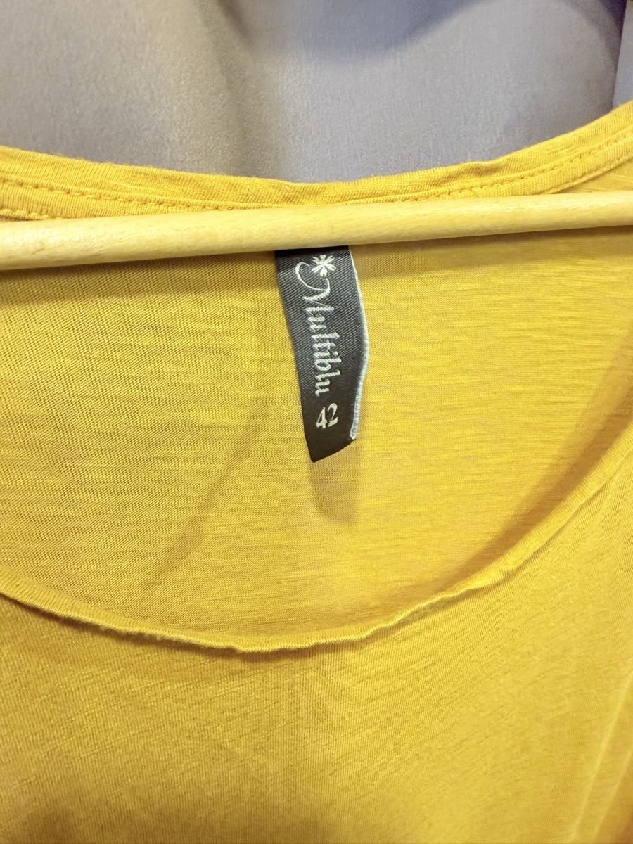 T-shirt: Multiblu Shirt, Gr. 42, Senfgelb, Baumwolle/Modal – Usato da Walde AG venduto da Hanutta 1