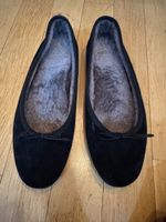 Day black suede, fleece-lined ballet flats, size 41