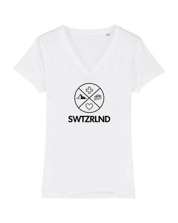 SWTZRLND Damen T-Shirt, weiss, M Schwiiz Schweiz Switzerland