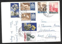 San Marino Ansichtskarte mit 7 Marken gest. 17.7.1958