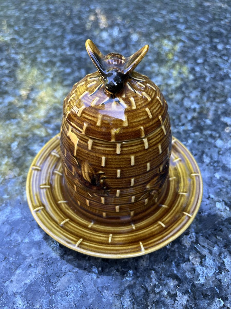 Pentole: Honigtopf mit Deckel und Teller, Keramik, Vintage – Usato da Bolligen venduto da Vroni23 2