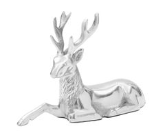 Figur Hirsch 14,5 x 6,5 x 21,4 cm Rentier Metall Silber Reh