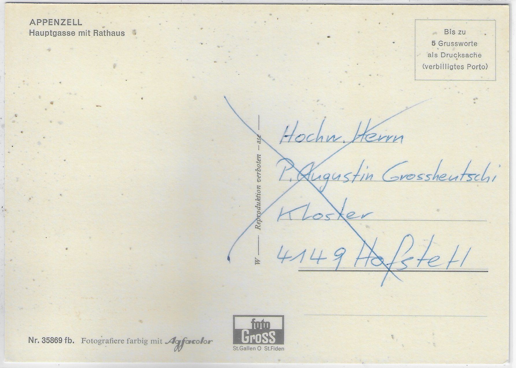Cartoline postali: Appenzell - Hauptgasse mit Rathaus – Usato da Ettingen venduto da Kartenplanet 1