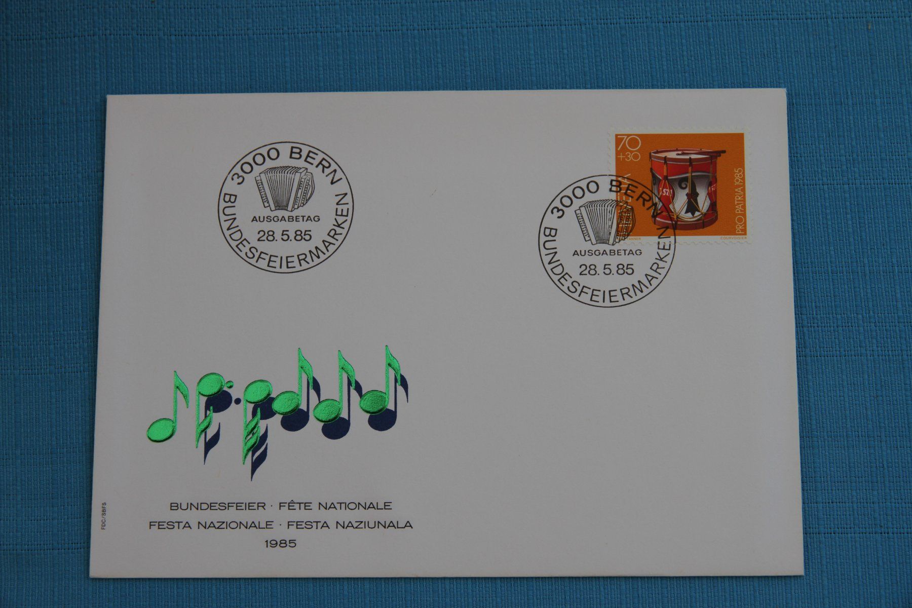 Alle Briefmarken: PTT, FDC, Pro Patria, 28.5.1985, Baslertrommel – Neu (gemäss Beschreibung) aus Nesselnbach von ubourson