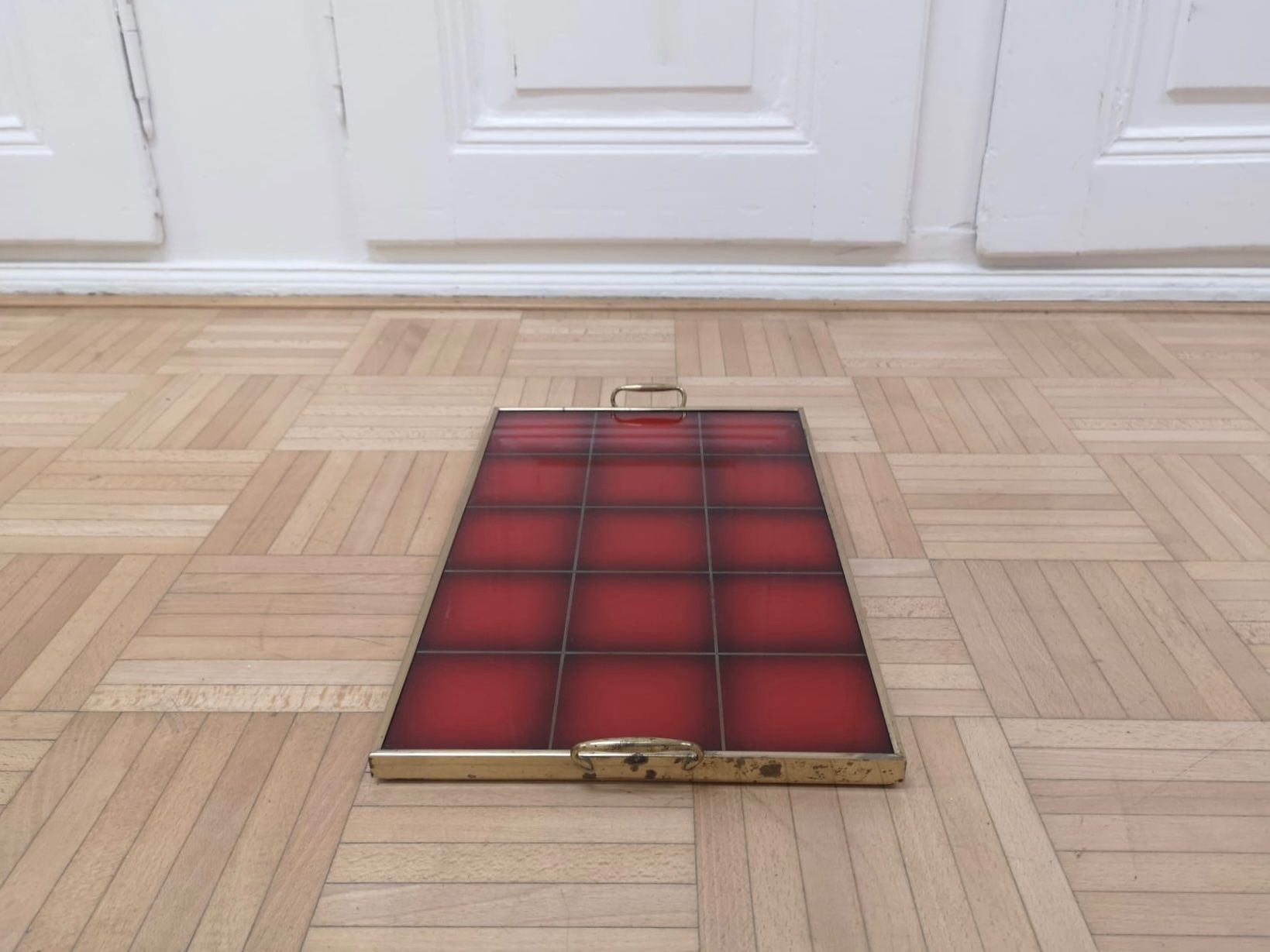Servierplatten: Mid century Messing Tablett vintage Gläsertablett 50er 60er – Gebraucht aus Zürich von Vintagewiesel 4