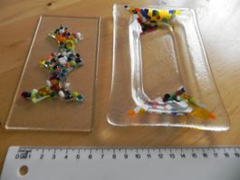 Zwei Glasschalen, handgefertigt, bunt, guter Zustand