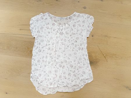 Kurzarm Blusenshirt Vintage Röschen weiss, Gr. L