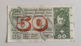 Schweiz 50 Franken 1974, Sammlerstück, Banknote (WA3)