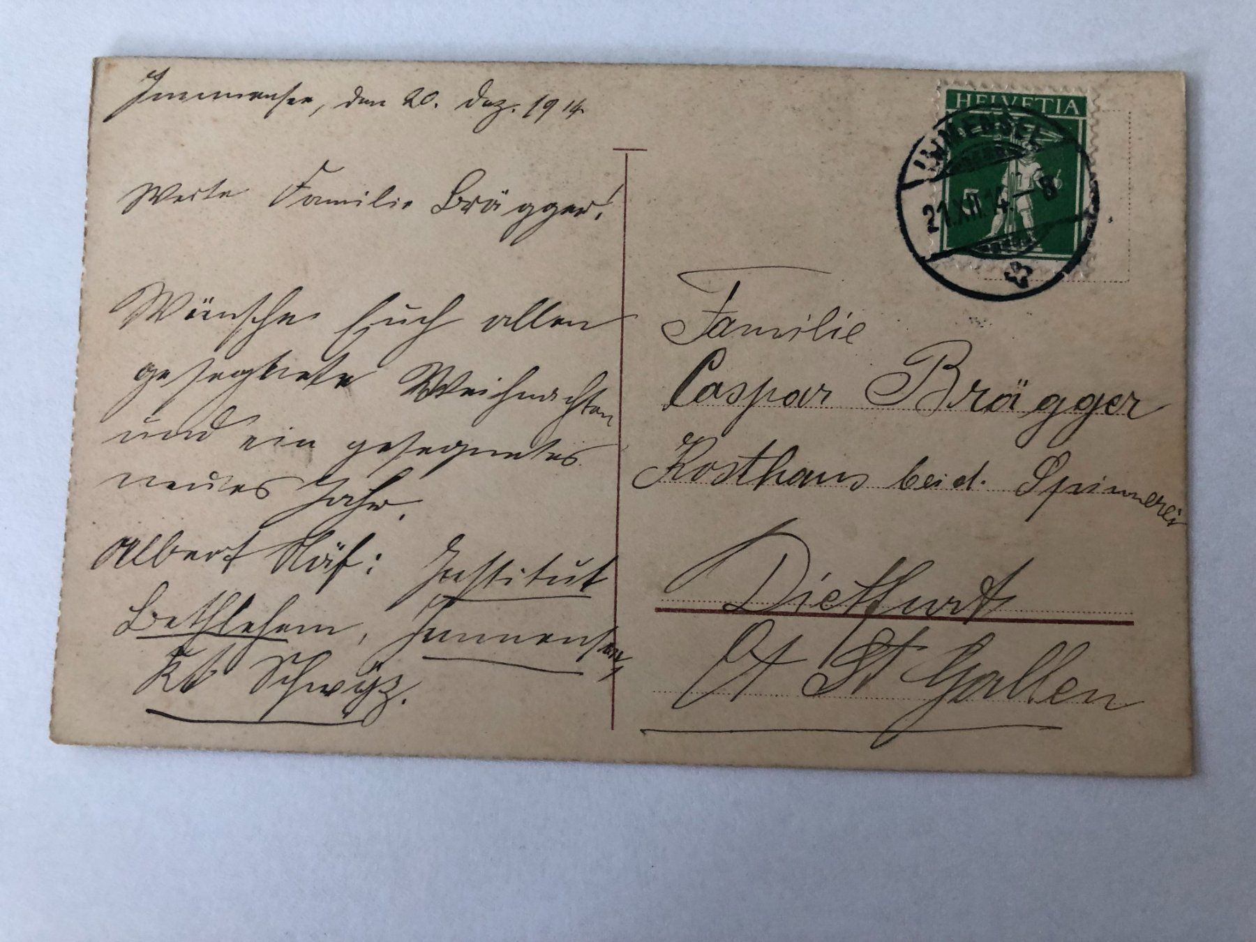 Ansichtskarten: Engel mit Jesuskind  1914 – Gebraucht aus Pfäffikon ZH von Waltoversand 1