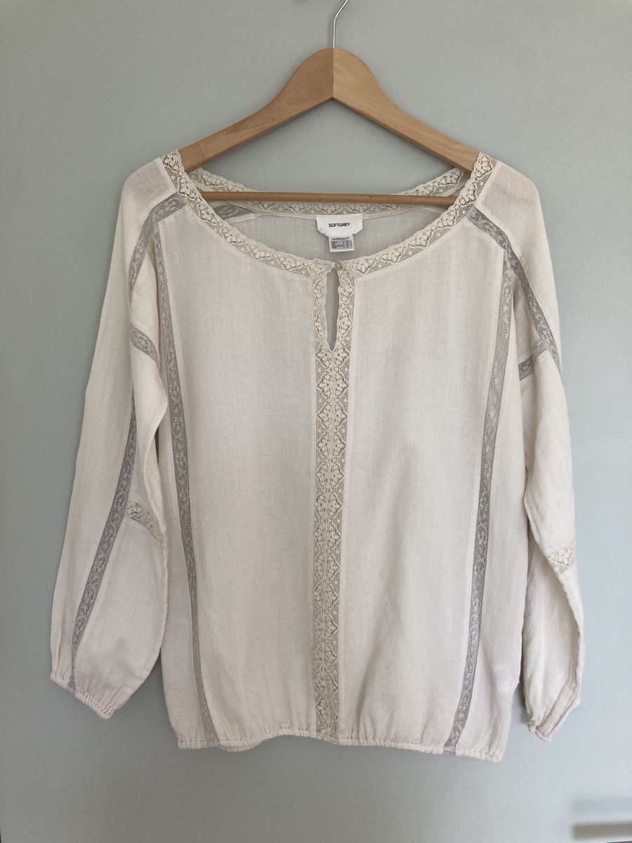 Blusen: Softgrey Bluse, Gr. 36 Baumwolle mit Spitze, Top Zustand! – Gebraucht aus Schlieren von cotopaxi06
