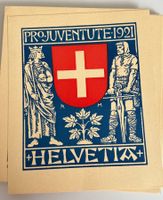 Pro Juventute Marken 1921 auf Karton 2 Kantone + Helvetia