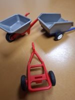 Playmobil: 2 carriole grigie e carretto rosso-giocattoli
