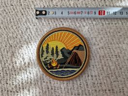Patch Velcro Klettabzeichen Camping beige (neu & ungebr.)