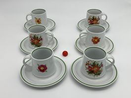 Langenthaler Kaffeetassen Set, Blumen 1983
