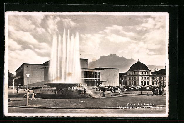 Cartoline postali: Luzern, Bahnhofplatz mit Wagenbachbrunne – Usato da Berlin venduto da bartko-reher