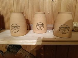 Keramik Becher Set 3 Stück, Vintage Look, Top Zustand!