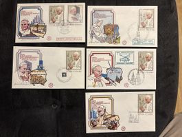 5 enveloppes philatéliques Jean-Paul II Pologne 1979