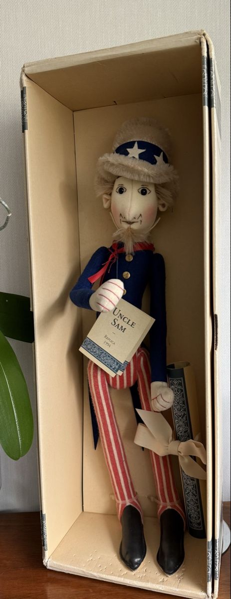 Steiff Bambole: Uncle Sam Filzpuppe von Steiff – Nuovo e nell'imballaggio originale da Mumpf venduto da A_B_E 4