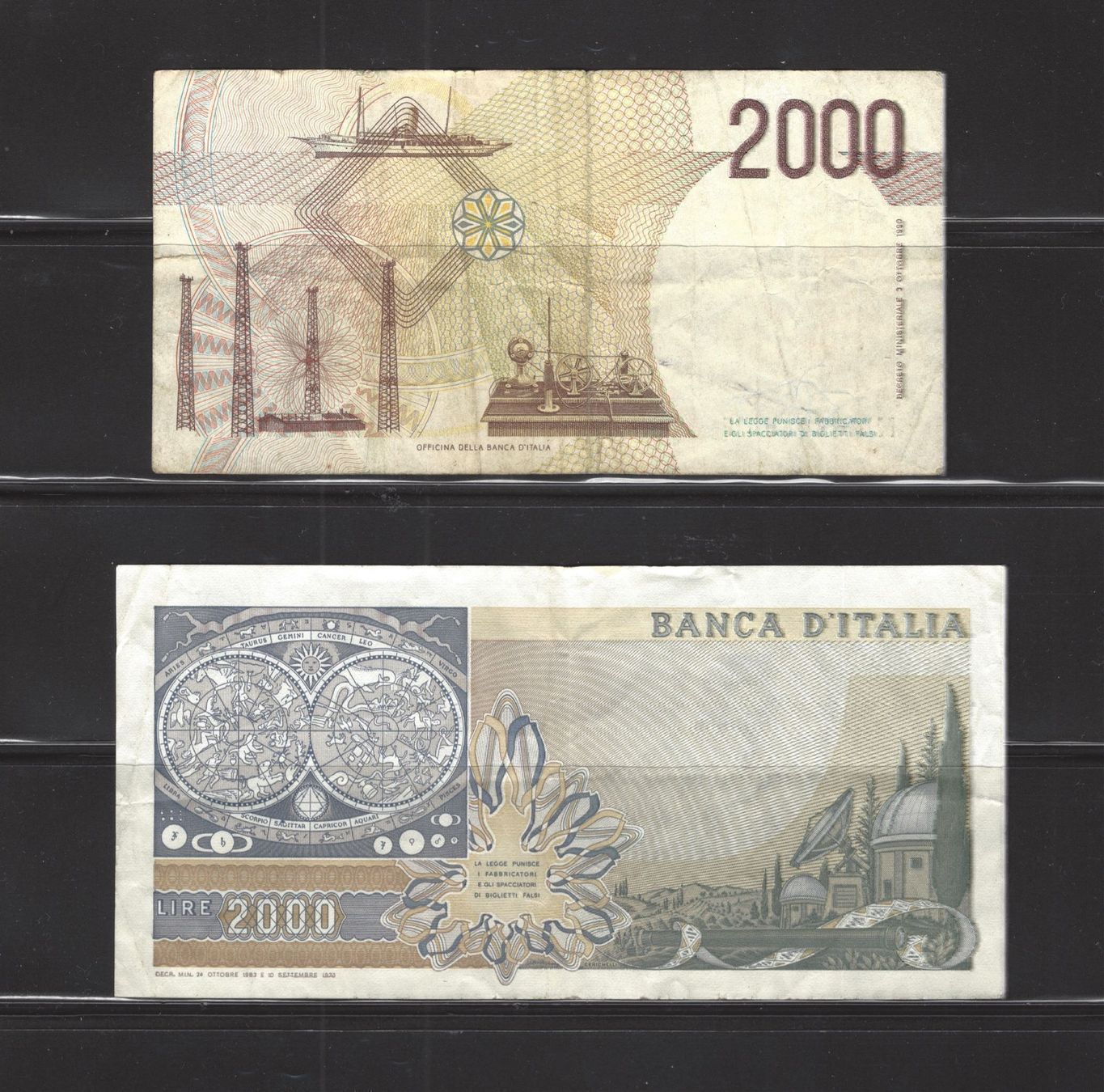 Billets de banque: ITALIEN LOT 2000 LIRE – D'occasion à Watt par maxdiroma 1