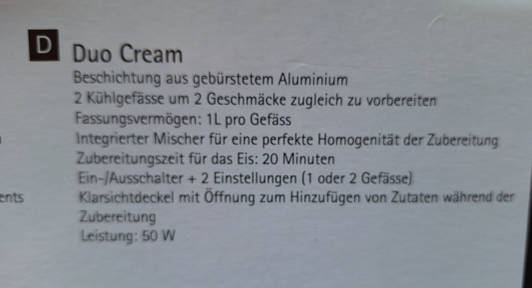 Cuisinart Elettrodomestici da cucina: Duo Cream Eismaschine ICE40BCE – Usato da Weinfelden venduto da JoeBaer 1