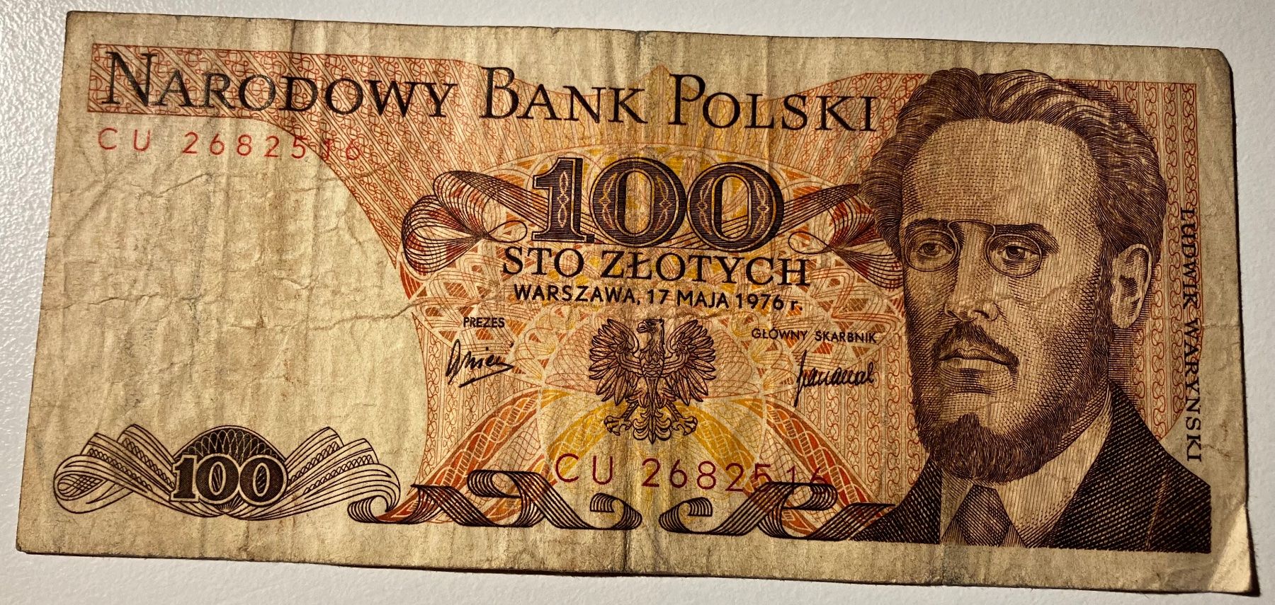 Banknoten: Polen 100 Zlotych 1976 – Gebraucht aus Algetshausen von Carrhard