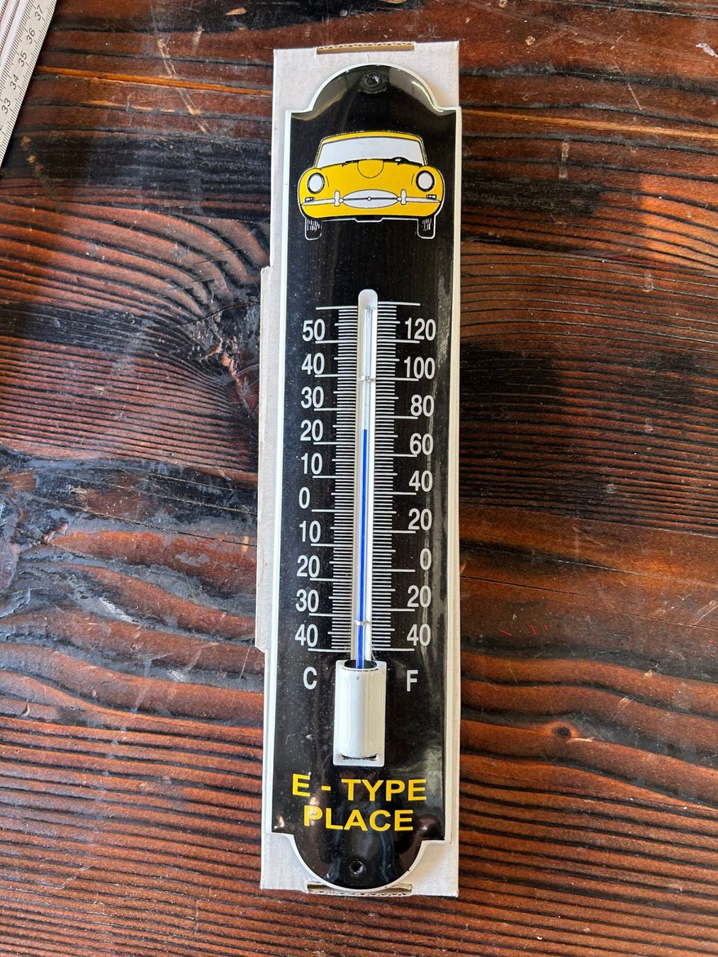 Jaguar Schilder: Emaille Thermometer JAGUAR E-TYPE 6,5 x 30 cm – Gebraucht aus Sugiez von brockicenter 2