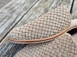 Babouches: Sandalen Leder natur gezopft (39)-ANGEBOT
