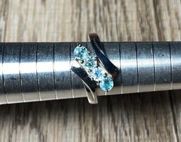 Blauer Zirkon Ring 💎✨ Silber 925 vergoldet S107