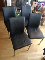 4 Stühle schwarz Kunstleder Metallgestell gebraucht