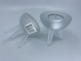 Teelichthalter aus Glas in mattem Weiss