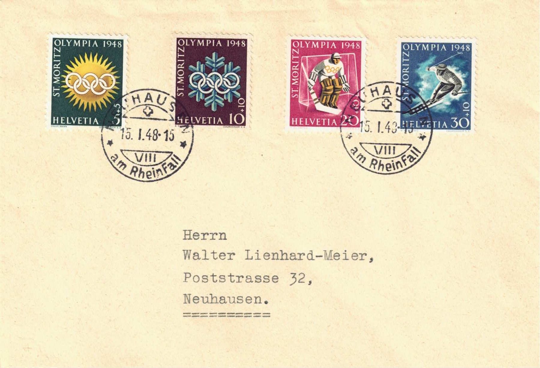 Alle Briefmarken: Olympiade 1948 FDC – Gebraucht aus Olten von Pjotr8