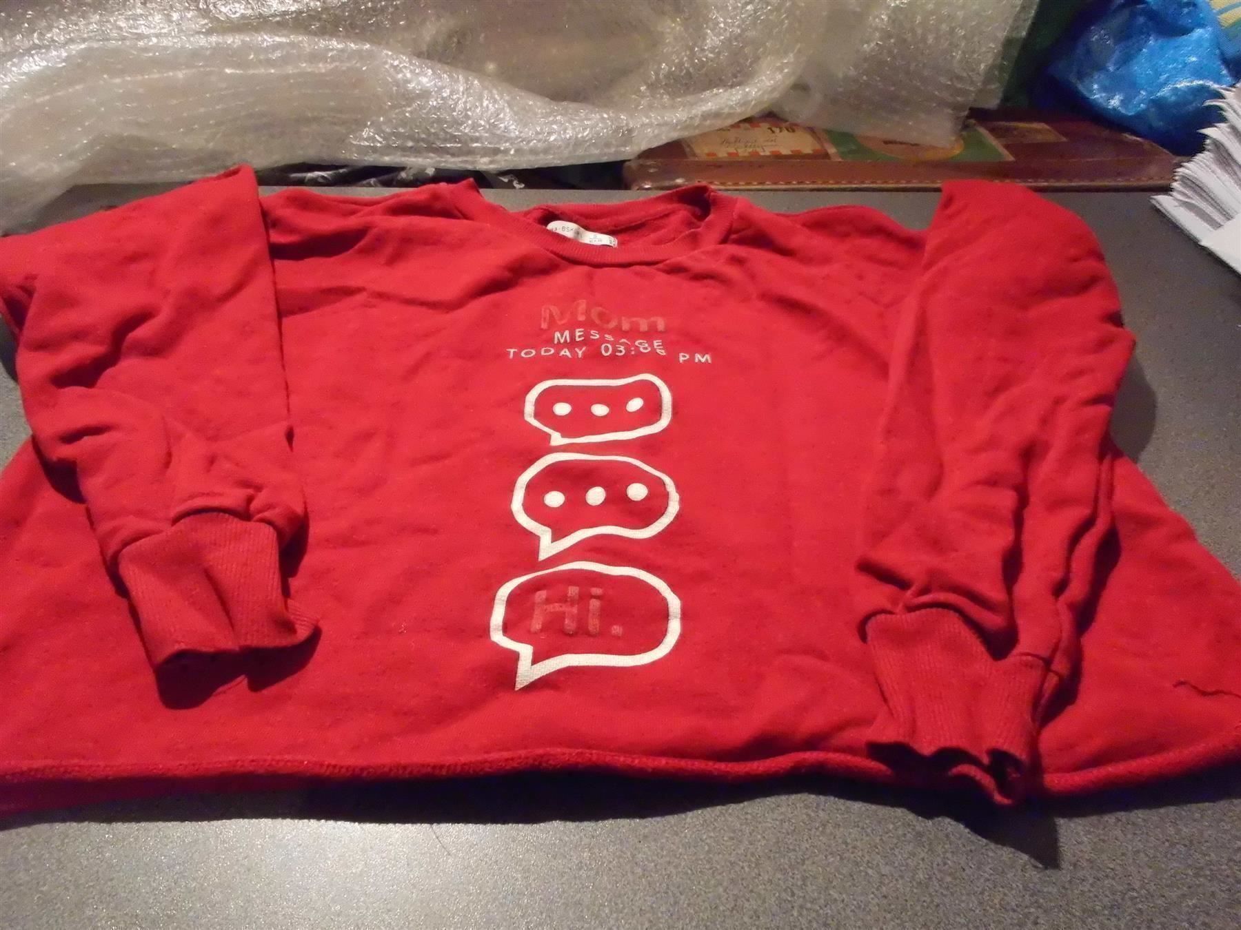 Bershka Pullover & Sweatshirts: Pullover Grösse S, Bershka, rot/Aufdruck – Gebraucht aus Zürich von Motzkuh