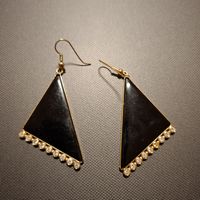 tolle Ohrringe schwarz Onyx Strass 1980 1990 Vintage