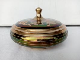 Indische Messing Dose Blumendekor Schillernd Mid Century