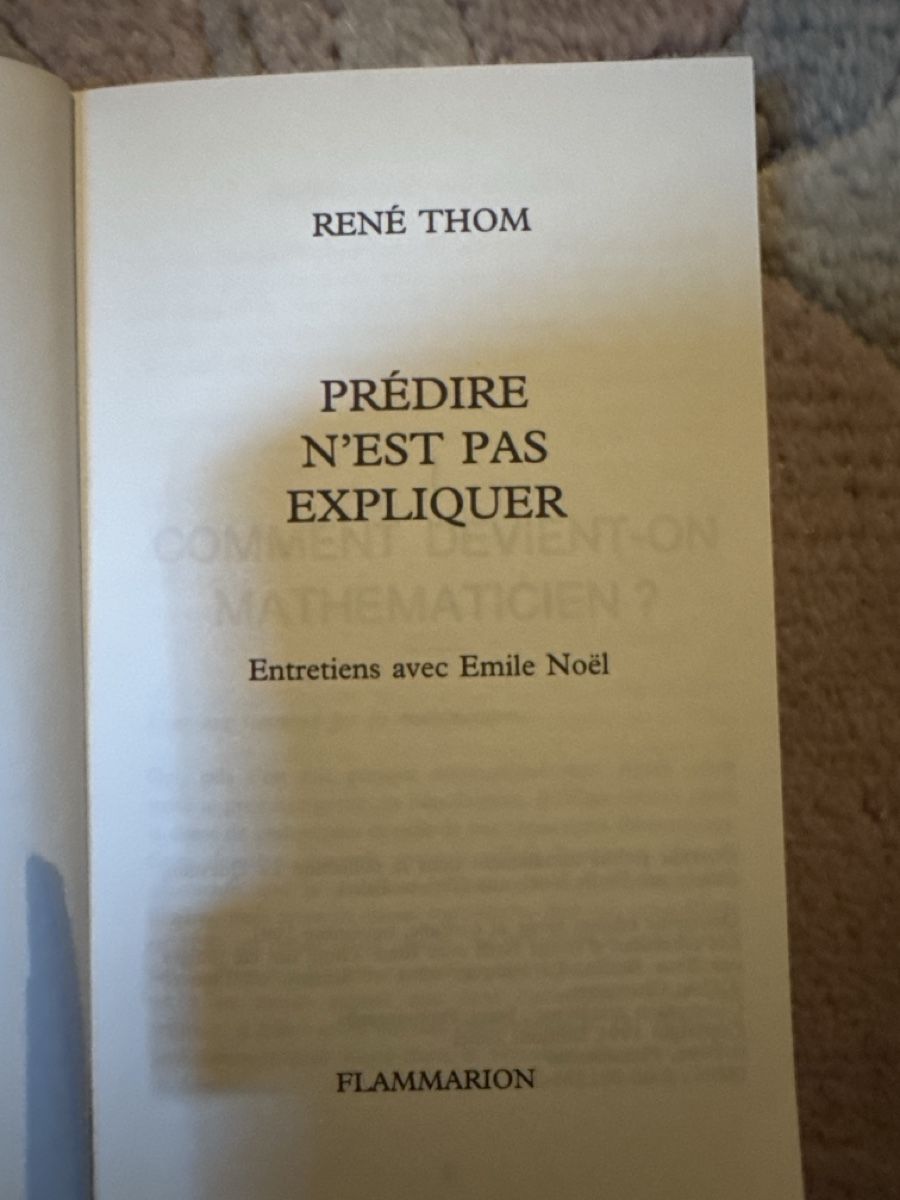 Libri: René Thom: Prédire n'est pas expliquer - Philosophenbuch – Usato da Zürich venduto da dsviel 1