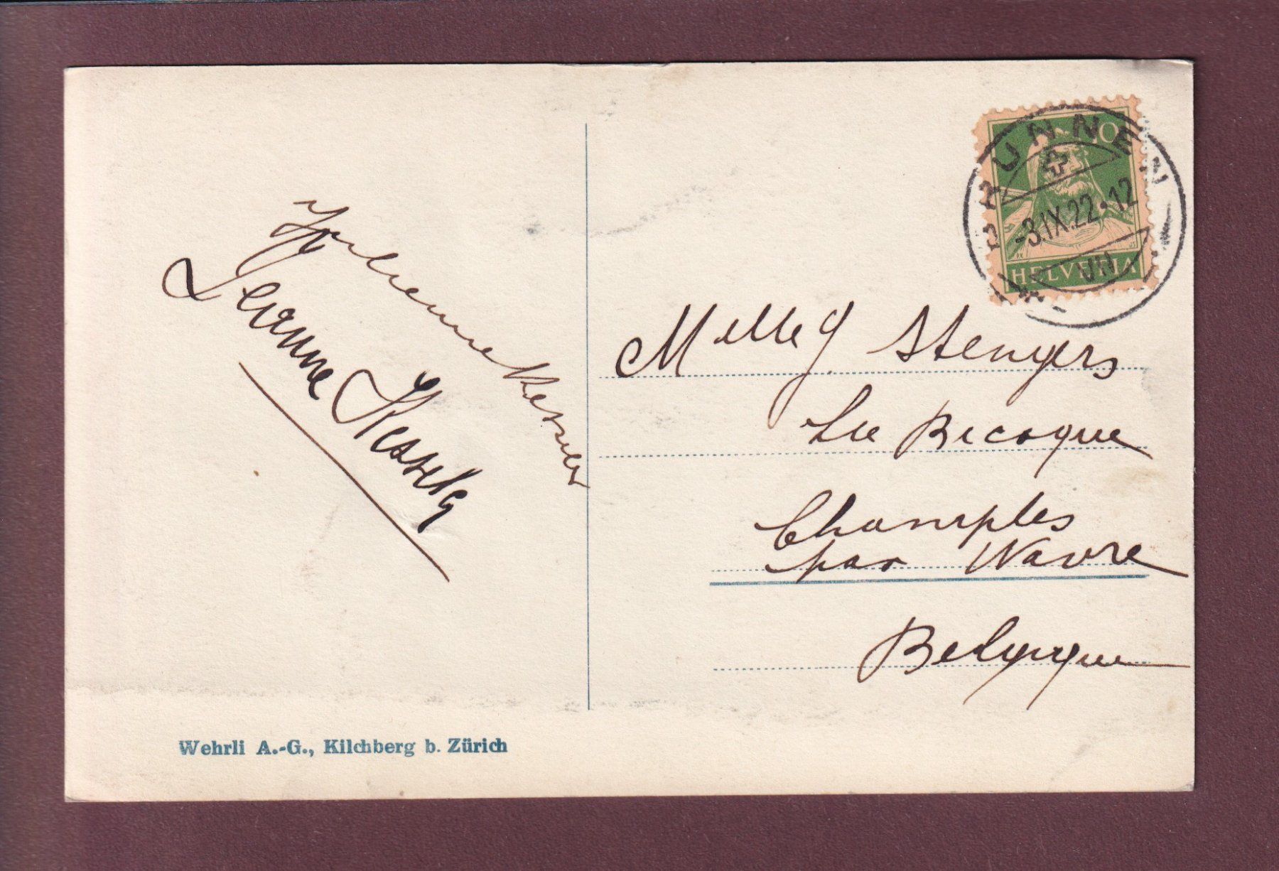 Ansichtskarten: BRUNNEN - 1922 – Gebraucht aus Pully von nicecards 1