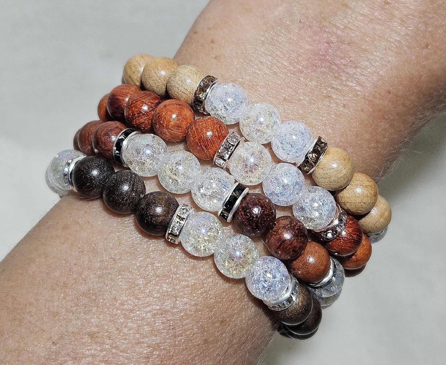 Bracciali & Braccialetti: beige Holz-Armk. mit Kristall - Spendenaktion – Nuovo (secondo la descrizione) da Unterkulm venduto da Nachtigall 2