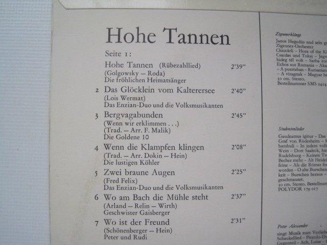 Schallplatten: Schallplatte   Hohe Tannen – Gebraucht aus Schachen LU von moepsli5 2