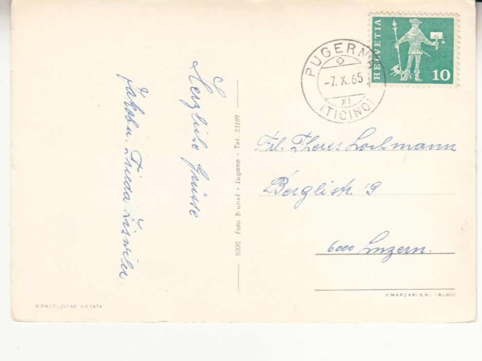 Ansichtskarten: Lugano 1965 – Gebraucht aus Bürglen TG von StampGraf 1