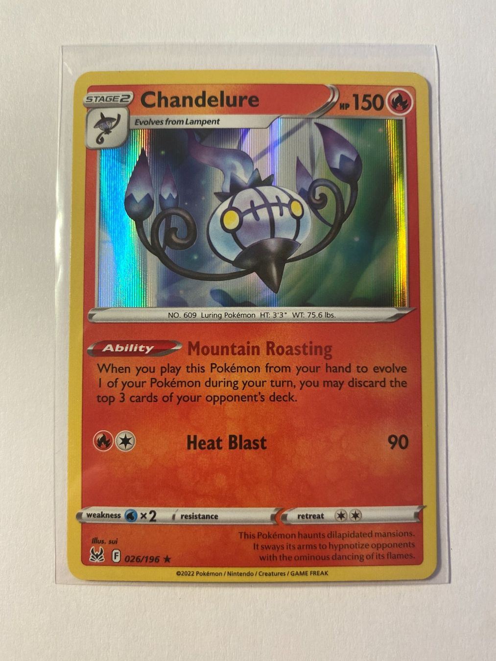 Pokémon Carte collezionabili: Pokemon Chandelure 026/196 Holo Lost Origin EN – Nuovo (secondo la descrizione) da Weingarten-Kalthäusern venduto da McGmavlo