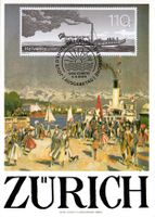 Maximumkarte Dampfschiff-Jubiläum, Retro Plakat Zürich