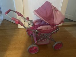 Poussette pour poupée rose 