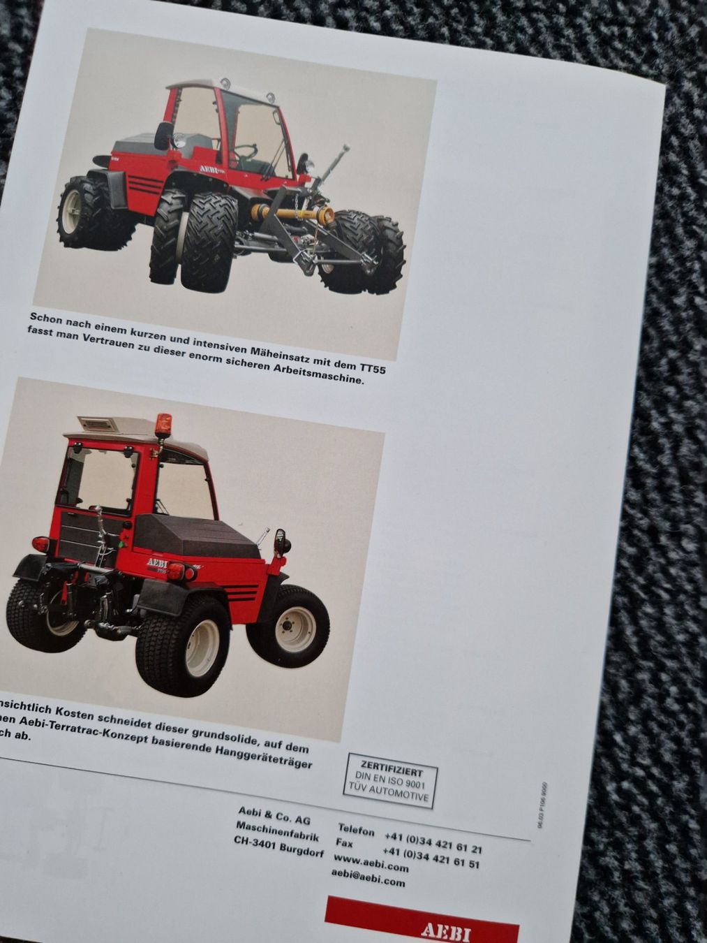 Aebi Trattori: Original Prospekt Aebi Terratrac TT55 – Usato da Dürnten venduto da Bachtel84 3