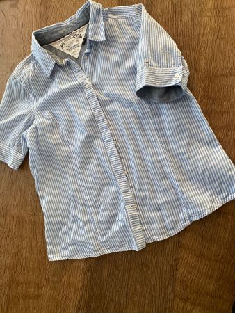 TOMMY HILFIGER HEMD/BLUSE Gr.M/38 blau/weiß gest. tw.Leinen