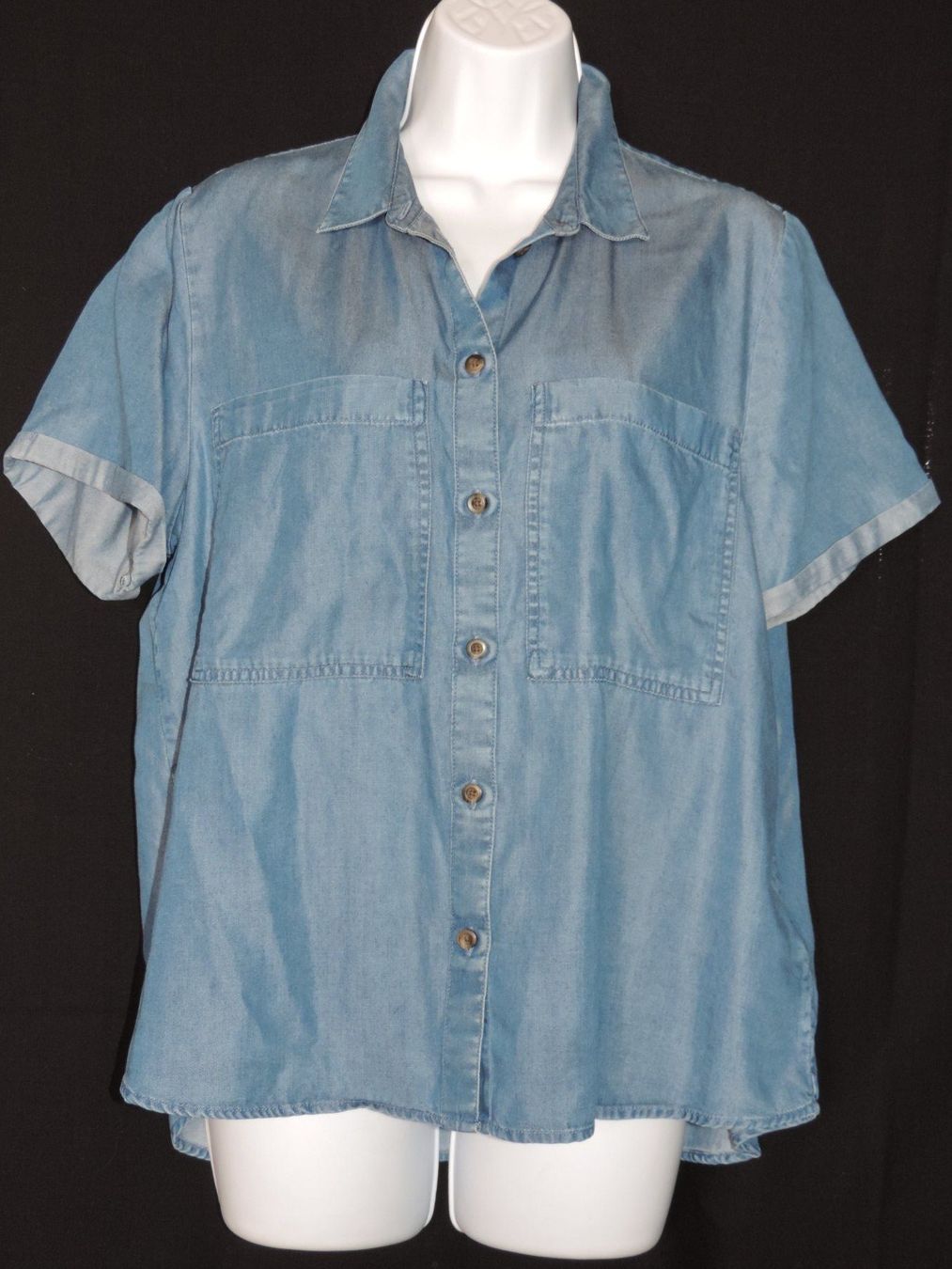 Blusen: blouse manche courte jeans bleu foncé – Gebraucht aus Genève von Axelle333